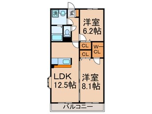 シャンポ－ル新城弐番館の物件間取画像